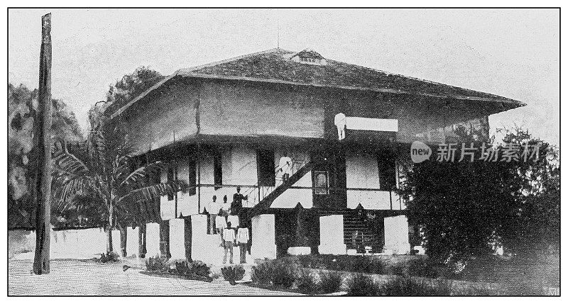 古董黑白照片:House, San Roque，菲律宾